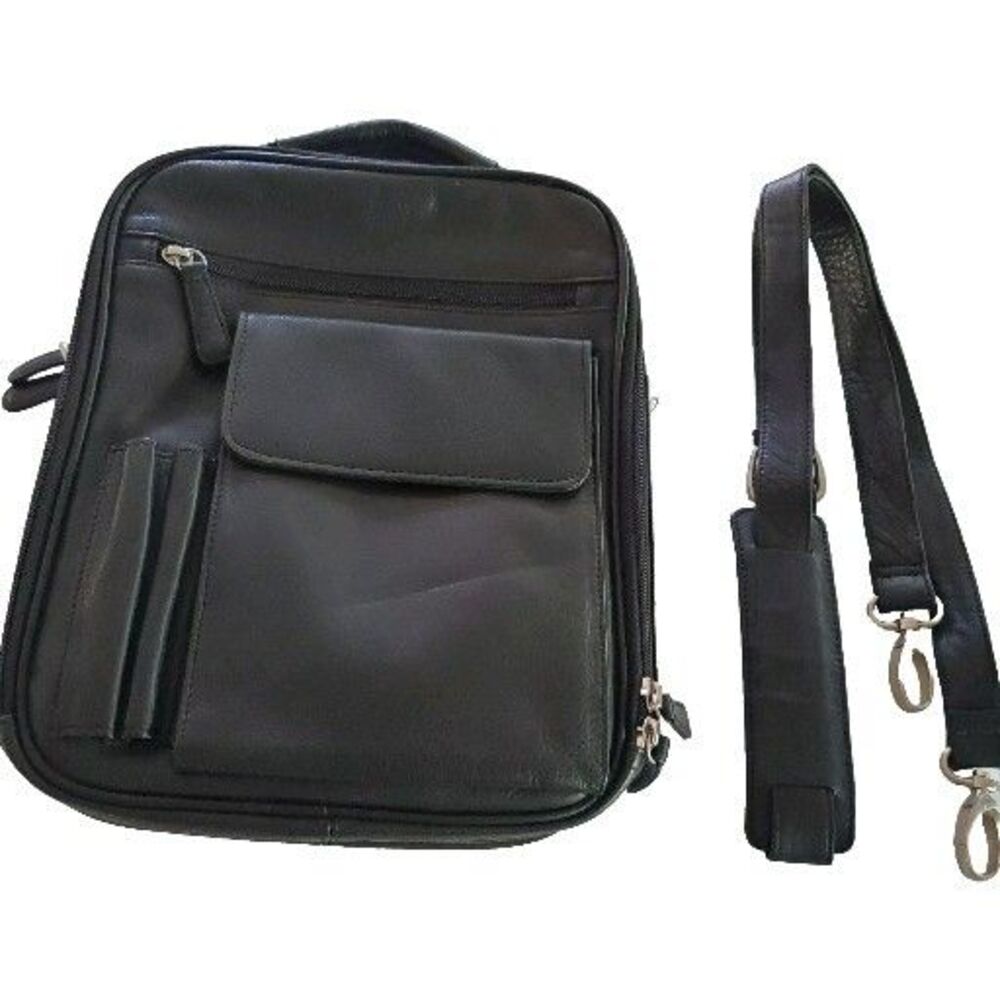 Osgoode Marley Leather Black Messenger Tablet Bag Carry On Business Class
